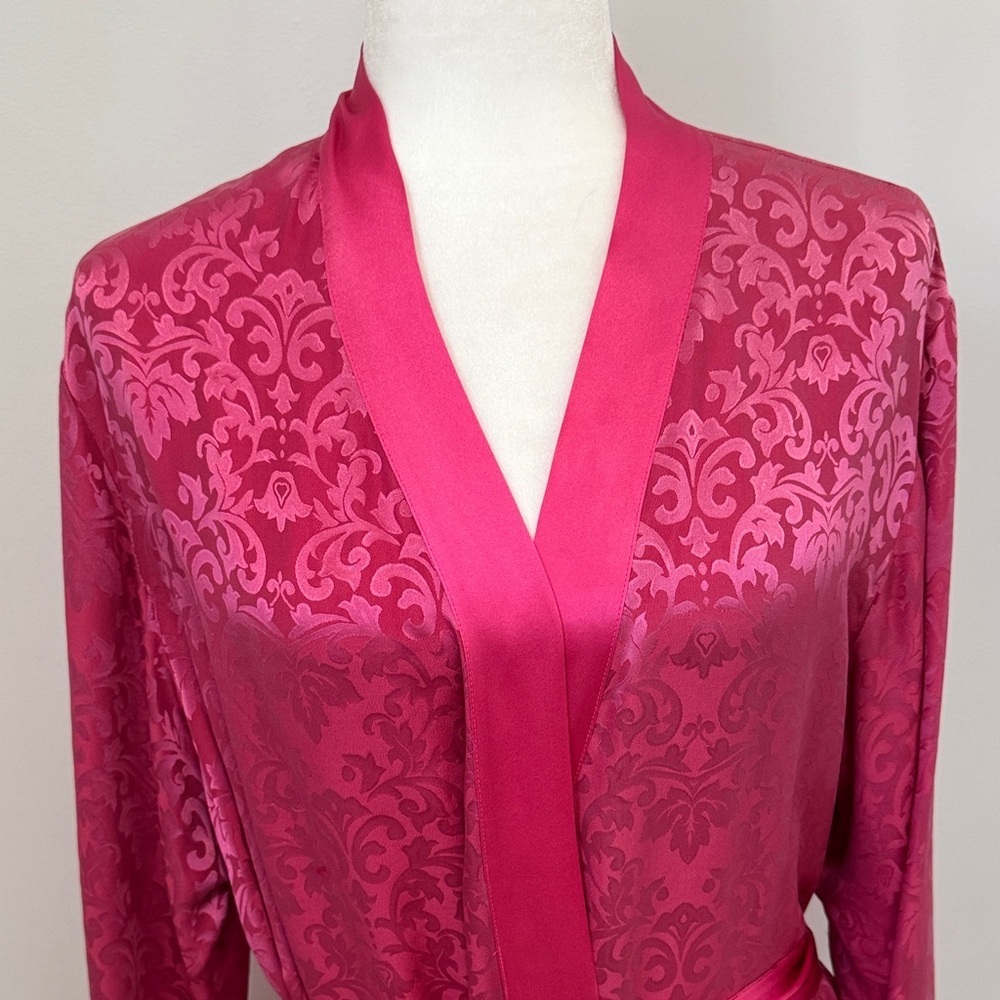 NK Imode Silk Blens Luxury Brand Elegant Pink Satin Robe Sz S/M - Picture 3 of 14